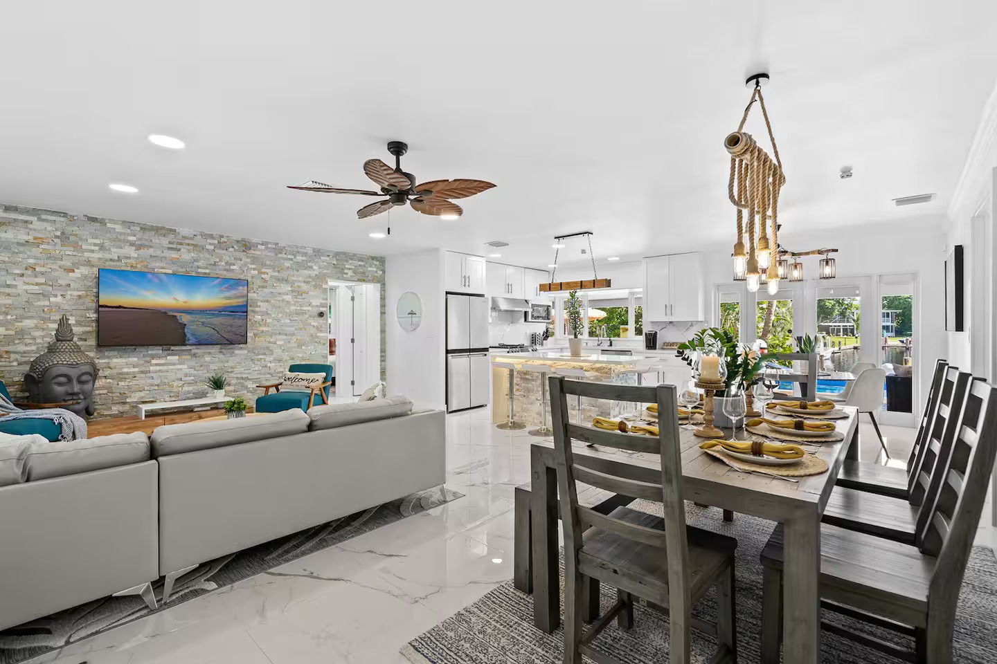Luxury vacation rental interior with premium guest experience